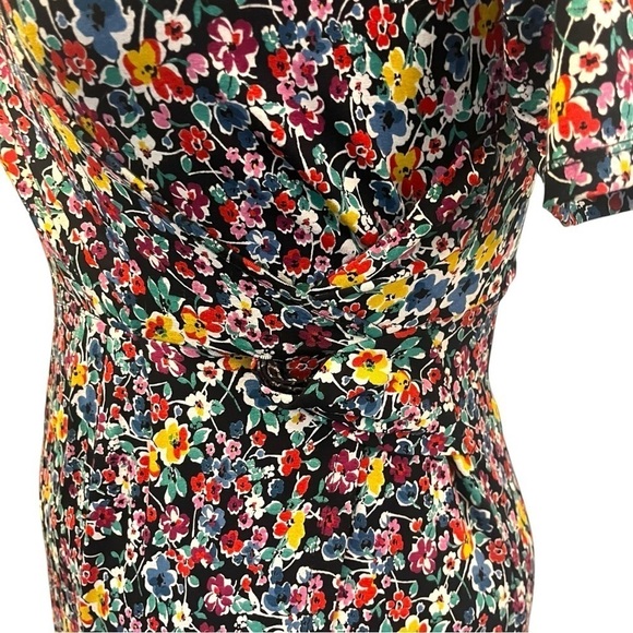 Marks & Spencer London Dark Romance Faux Wrap Dress in Black & Multi Floral - Picture 5 of 14